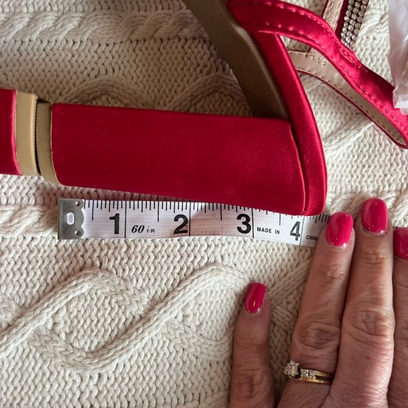 NEW! Top Moda Red Agatha Bow Style Rhinestone Ankle Strap Women’s 6.5 - Picture 4 of 16